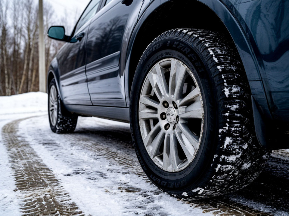 иномарка, зима, зимняя резина, колёса, снег, гололедица, изображение YandexART