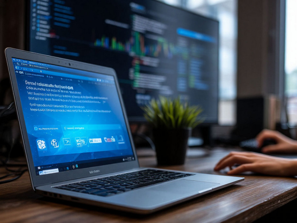 ноутбук, интернет, настольный компьютер, десктоп, изображение YandexART