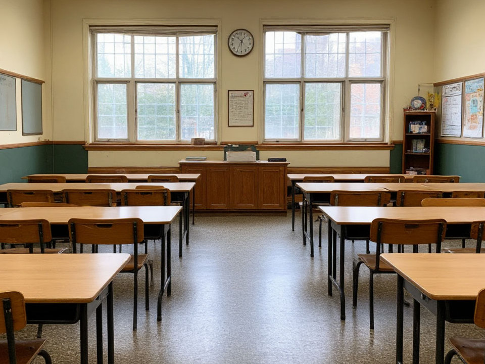 пустой школьный, вузовский класс, изображение YandexART