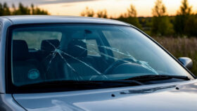 Разбитое лобовое стекло, ДТП, авария