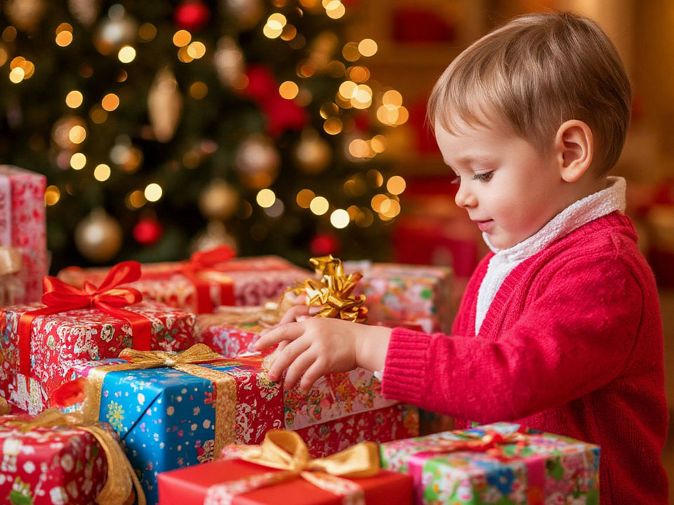 новогодние подарки, ребёнок, изображение YandexART