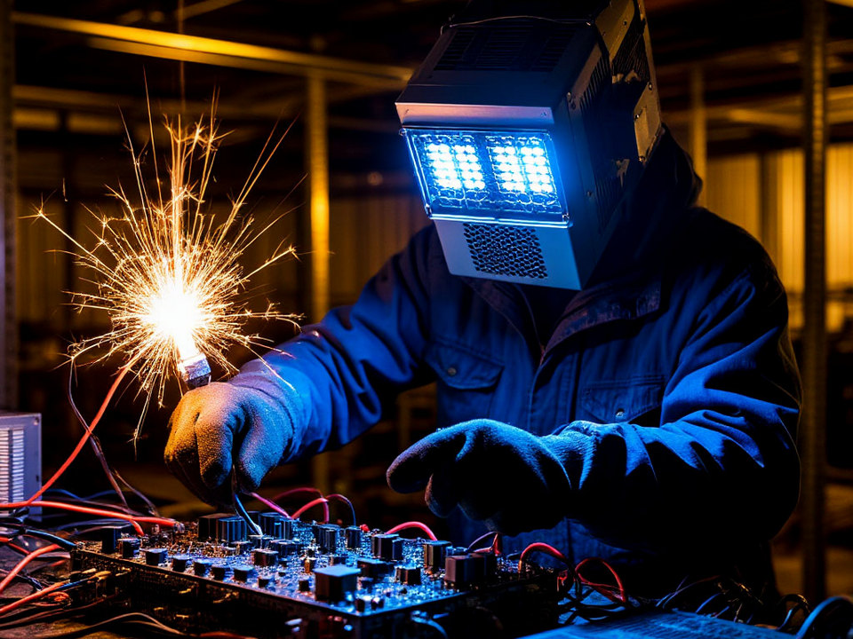 сварщик, микшер, электроплаты, изображение YandexART