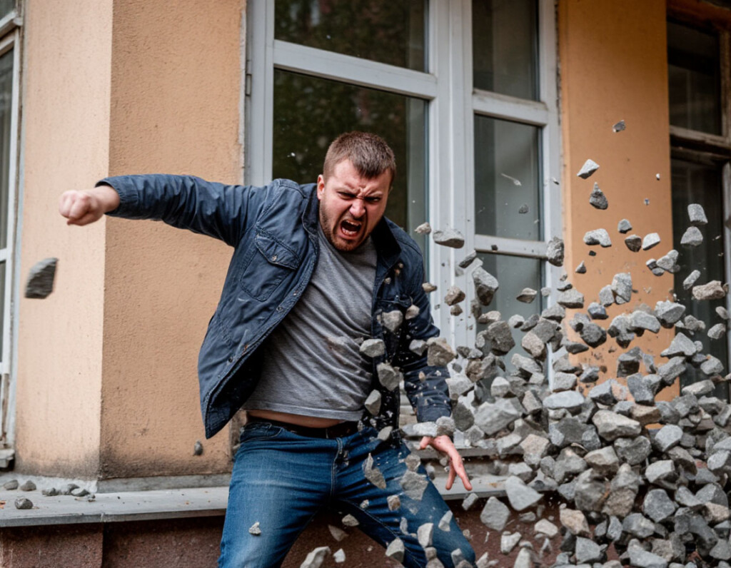 дебош пьяный злой драка насилие мужчина агрессия ИИ