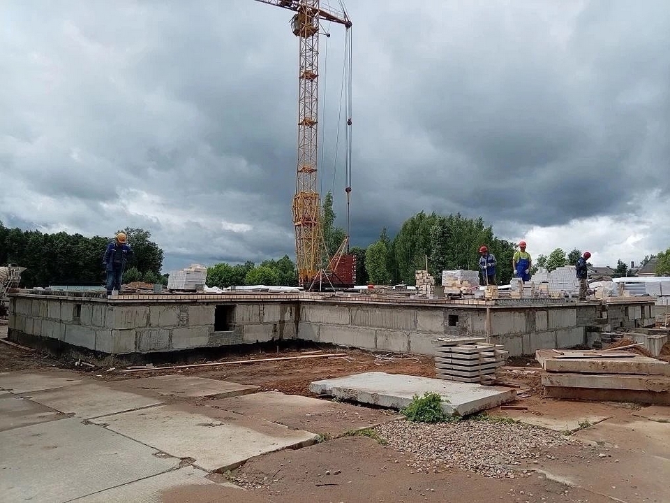 стройка детсада в Починке, фото администрации округа